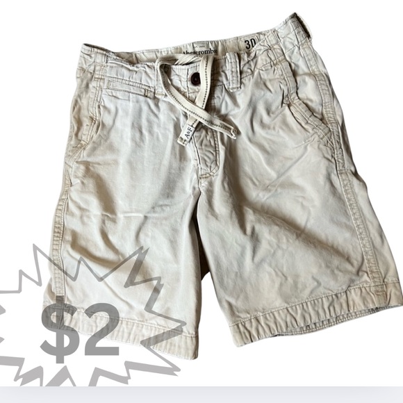 Abercrombie and Fitch 🔵 Distressed Canvas Shorts 30 Off White - Picture 1 of 15